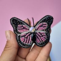 Брошка „Розова пеперуда“, ръчно изработено бижу