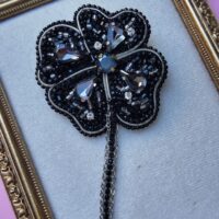 Black Clover Brooch, handmade jewellery