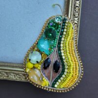 Green Pear 2 Brooch, handmade jewellery