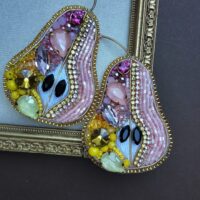 Pink Pear Brooch, handmade jewellery