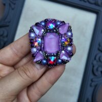 Purple Medal Brooch, handmade jewellery