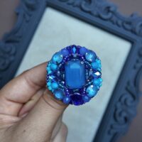 Blue Medal Brooch, handmade jewellery