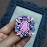 Pink Medal Brooch, handmade jewellery