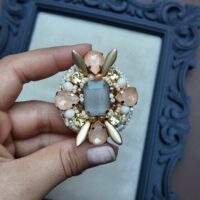 Beige Medal Brooch, handmade jewellery