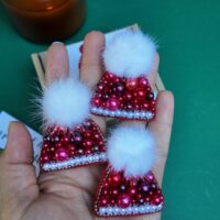 Red Hat Brooch, handmade jewellery