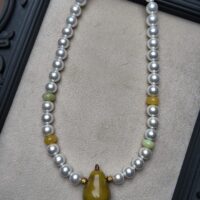 Green Pear Necklace, handmade jewellery