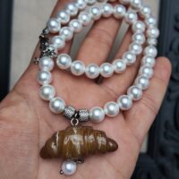 Pearl Croissant Necklace, handmade jewellery