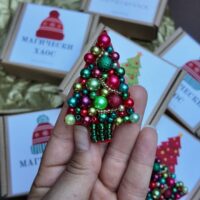 Colourful Little Christmas Tree Brooch, handmade jewellery