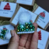 Little Green Hat Brooch, handmade jewellery