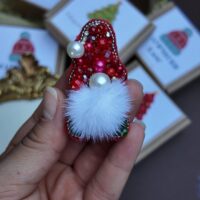 Christmas Gnome Brooch, handmade jewellery