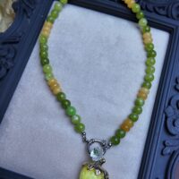 Green Strawberry Necklace, handmade jewellery